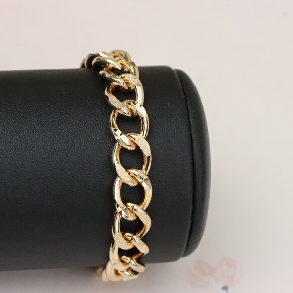 "Bold Textured Chain Rose Gold Bracelet in High Polish Finish, XPBL0993 - Picture 1 of 12
